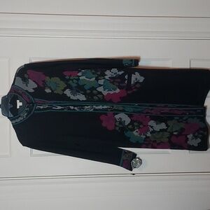 J. Jill Black Multi Floral Jacquard Topper